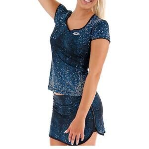 Lotto Women's Space Print Tennis Activewear Shirt (XL) and Skort (L) Blue/Black